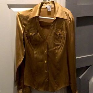 Vintage Cache Gold Silk Woman’s top size 4